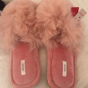 Pink fluffy slippers